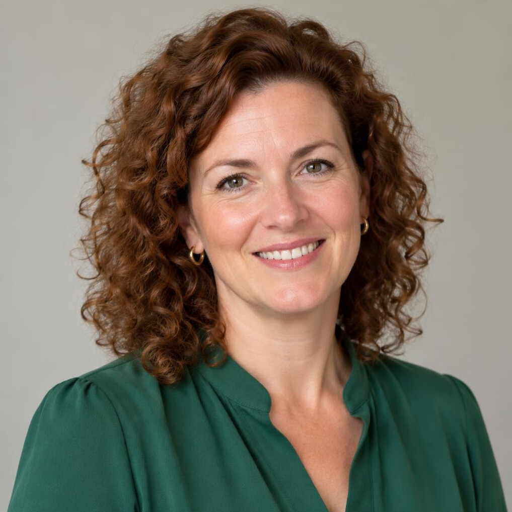 Portrait of a woman with curly hair smiling
