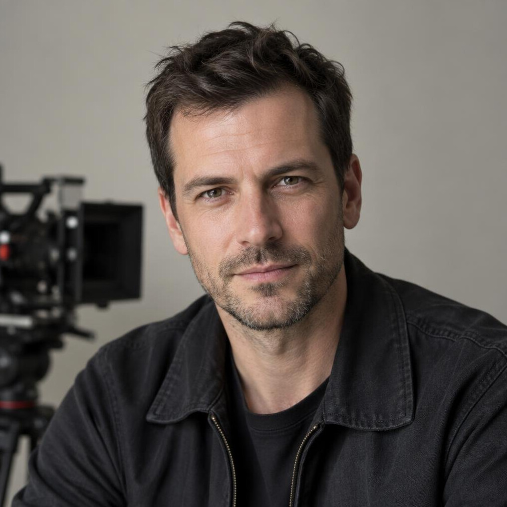 Portrait of a man with short dark hair and a light beard